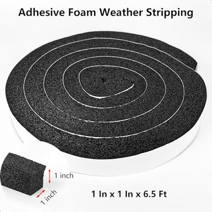 Weather Stripping Door Seal Strip, 1 in x 1 in, AC Insulation Tape, Strong Adhesive, High Reslilience, Weatherproof, Reduce Noise, Gap Filler, Foam Insulation Tape for Doors and Windows - color: Self-Adhesive