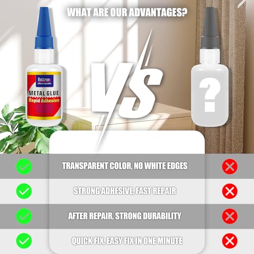 2 Pack Metal Glue for Small Piece Metals Repair, Wood to Metal Glue, Instant Dry, Waterproof, Heat-Resistant, Clear Cyanoacrylate Adhesives Ideal for Steel, Aluminium, DIY, Jewelry - size: 2 Pake, style: Metal Glue