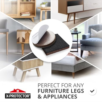 Non Slip Furniture Pads X-PROTECTOR 48 PCS - 32 pcs 1” Round + 16 pcs 2" Square Furniture Grippers! Rubber Feet Hardwood Floor Protectors for Furniture Legs - Couch Stoppers - Keep Furniture in Place! - size: 1 inch + 2