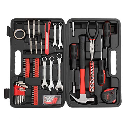 148 Pieces Tool Set,House Repairing Hand Tool Kits,Portable Complete Basic Repair General Hand Tool Sets for Men Women,Home Basic Repair Tool Kit,with Storage Case,for DIY Home Maintenance (Red) - color: 148pcs-red