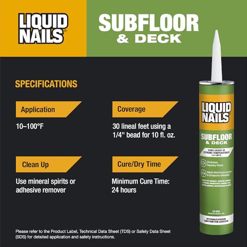 Liquid Nails Subfloor and Deck 10 oz Tan Solvent-Based Construction Adhesive - size: 10 Ounce