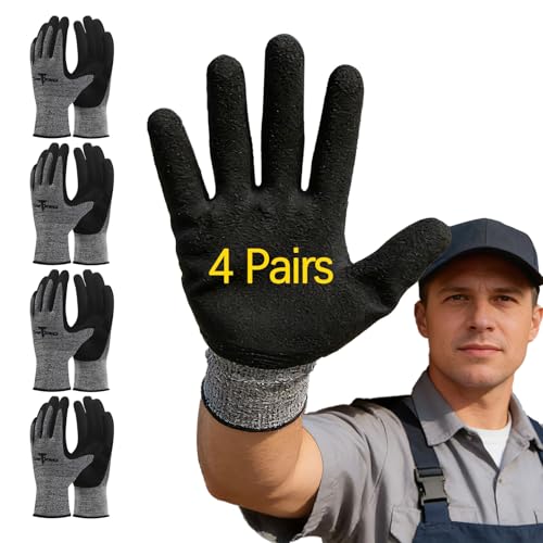 gardening gloves,garden gloves for women,Breathable latex dipped,Suitable for weeding and warehouse handling - color: 4 Pairs Gray Gloves