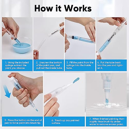 Touch Up Paint Pen 4 Paint Touch Up Pens Fillable Brush Refillable for Walls Wall Repair Funiture Cabinet Wood Floor Window 6ML 9Pcs Set
