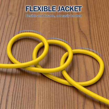 EP 15 Ft 10 Gauge Outdoor Extension Cord with T-Blade Plug, Heavy Duty NEMA 5-20 P/R Power Cord, 20A 250V 10/3 STW Cable for Lawn, Garden, Appliance, Yellow - size: 15ft