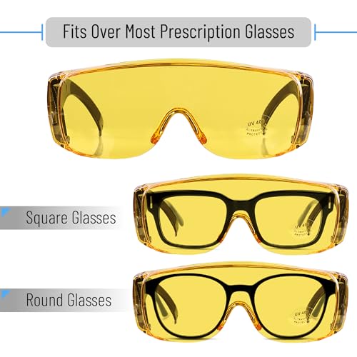UNCO- Safety Goggles Over Glasses, Protective Goggles, Anti Fog, Work, Safety Glasses Over - color: Yellow Lens, size: 2 Pack