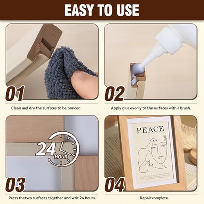 Wood Glue, Strongest Heavy-Duty Wood Glue for Furniture, Waterproof Clear PVA Crazy Glue for DIY, Crafts, Furniture, Baseboard, Cabinets, Door(150g)