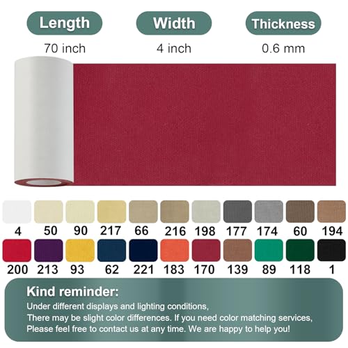 Linen Canvas Repair Tape, 4×63 Inches Claret Waterproof Self-Adhesive Patch for Outdoor Gear, Durable Fabric Tape for Boat Covers, Tents,Couch,Sofas, Sun Shades, Awnings, and Lounge Chairs - color: Claret