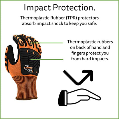 Cordova 7734 OGRE-Flex 13-Gauge Gloves,Hi-Vis Orange Polyester Shell,TPR Protectors,Nitrile Coating, Reinforced Thumb Crotch - size: Medium (Pack of 1), style: 1-pack