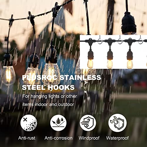 PlusRoc 20 Pack Ceiling Hooks for Hanging Plants Outdoor String Lights Heavy Duty, 2.2 Inch Eye Hook Screw in Cup Hooks Q-Hanger for Patio Lights, Wall Wood Fence Deck Mount(Stainless Steel, Silver) - color: Stainless Steel Silver