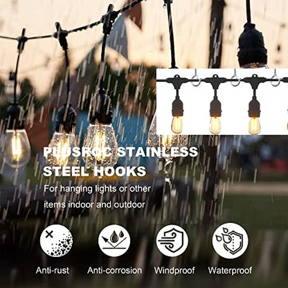 PlusRoc 20 Pack Ceiling Hooks for Hanging Plants Outdoor String Lights Heavy Duty, 2.2 Inch Eye Hook Screw in Cup Hooks Q-Hanger for Patio Lights, Wall Wood Fence Deck Mount(Stainless Steel, Silver) - color: Stainless Steel Silver
