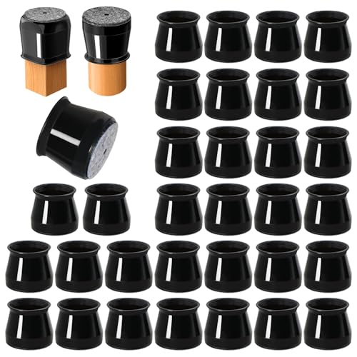 32 Pcs Chair Leg Protectors for Hardwood Floors, Silicone Felt Furniture Leg Cover Pad for Protecting Floors from Scratches and Noise, Smooth Moving, Large(Fit Round Diameter：1-5/16" to 2") - color: Black-32pcs, size: Universal Large
