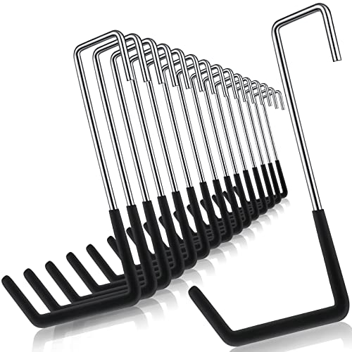 Ferraycle 16 Pieces Rafter Hanger Hook Heavy Duty Large S Hooks Bicycle Hook Vinyl Coated S Hooks Galvanized Steel for Ladder Bike Hangers Sports Equipment Garage Storage Organizer (Black)