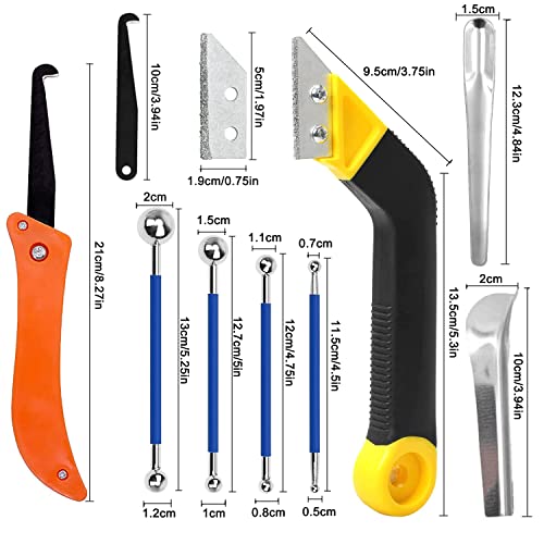 14pcs Grout Removal Tool, Caulking Removal Tools Tile Grout Saw and Grout Hand Saw with 3 Pieces Extra Blades, Tile Joint Cleaning Tool, Caulking Edge Kit, Tile Caulk Finishing Tool