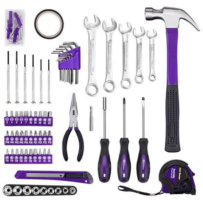 Cartman 148-Piece Automotive and Household Tool Set Perfect for Car Enthusiasts and DIY Home Repairs Purple - color: Purple