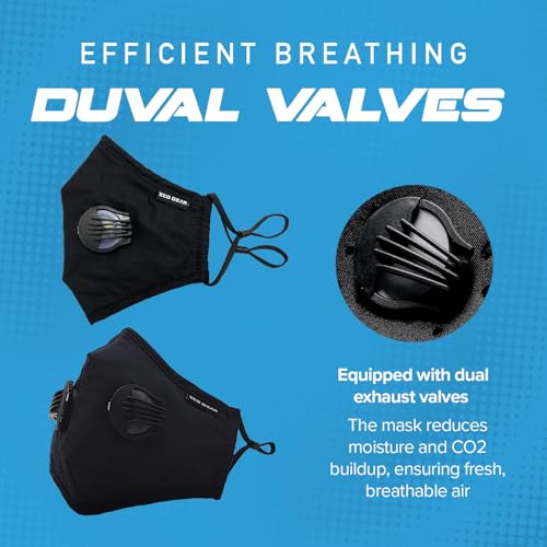 ECO-GEAR Anti Pollution Face Mask Particulate Respirator| Mask for Dust, Exhaust Gas, Smoke, Smog, Pollen and Fumes | Unisex Military Grade Washable Mouth Mask - color: Black
