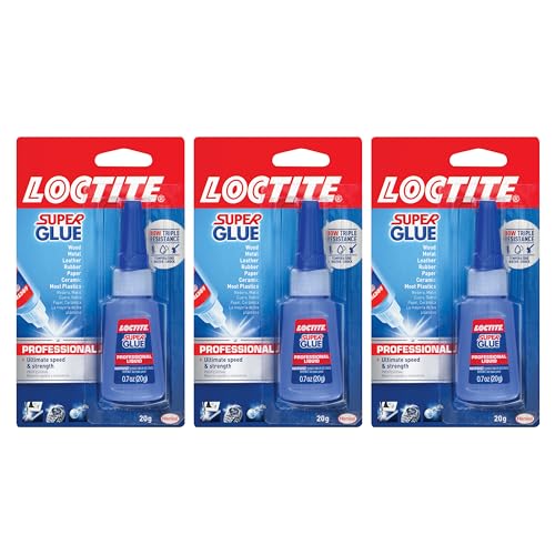 Loctite Super Glue Professional Liquid, Clear, 0.7 fl oz Bottle, 3 Pack - Superglue for Plastic, Wood, Metal, Crafts & Repair, Cyanoacrylate Adhesive Instant Glue, Quick Dry - size: 3 Pack