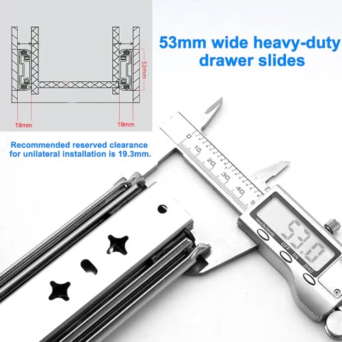 Hitess 1 Pair 40 Inch Heavy Duty Drawer Slides with Lock 250lb Load Capacity,Full Extension Side Mount Ball Bearing Drawer Rails - size: 40 Inch