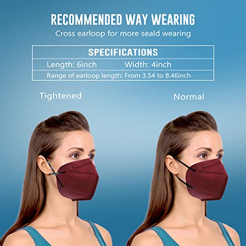 WWDOLL KN95 Face Mask 50 Pack, 5-Layers Breathable KN95 Masks, Red - color: Red