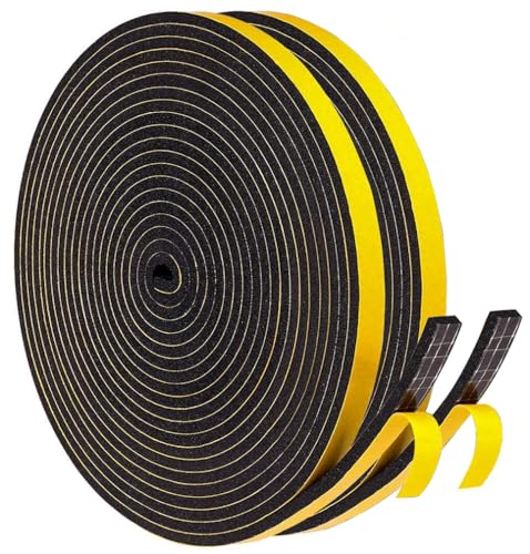 Weather Stripping Door Seal Strip Strong Adhesive Foam Insulation Tape Tape Gasket for Door and Windows (Black, 1/4 in x 1/8 in x 66Ft) - color: Black, size: 1/4 In x 1/8 In x 66Ft