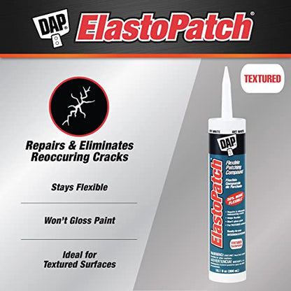 DAP 12286 Elastopatch Textured 02 10.1Oz Raw Building Material, 10.1 oz, Off- White, 10 Ounce (Pack of 2) - size: 10.1 Oz (Pack of 2)