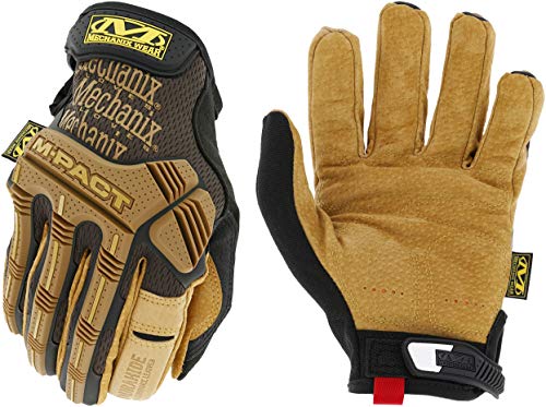Mechanix Wear M-Pact Leather Gloves - Leather Impact-Resistant Work Gloves for Hand Support - Breathable Design - Shock Absorbing - Machine Washable - Brown/Black - X-Large - size: X-Large