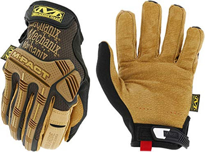 Mechanix Wear M-Pact Leather Gloves - Leather Impact-Resistant Work Gloves for Hand Support - Breathable Design - Shock Absorbing - Machine Washable - Brown/Black - X-Large - size: X-Large