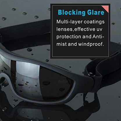Viriber Motorcycle Goggles - UV Protective Outdoor Glasses, Dust-proof Combat Goggles (Deep Black) - color: Deep Black