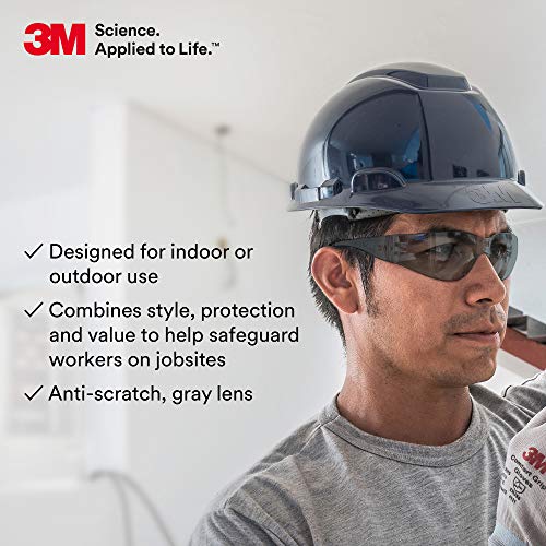 3M Safety Glasses, Virtua, 20 Pair, ANSI Z87, Unisex, Gray Hard Coat Lens, Gray Frame, Affordable Eye Protection, Lightweight, Wraparound Coverage, UVA, UVB, UVC - size: Pack of 20, style: Hard Coat