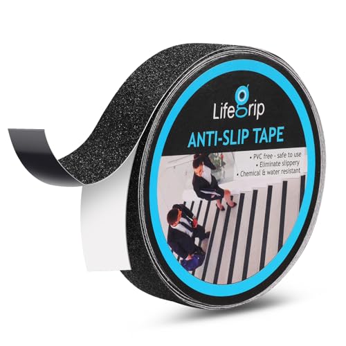 Lifegrip Anti Slip Traction Tape, 1 Inch x 15 Foot Friction Tape - Best Grip, Abrasive Adhesive for Stairs, Tread Step, Indoor, Outdoor (Friction Tape, 1" X 15') - color: Black, size: 1" X 15'