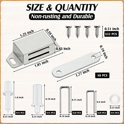 Jetec 125 Pieces Plantation Shutter Repair Kit Includes 85 Pcs Spring Loaded Shutter Pins, 8 Sets Plantation Shutters Magnets and 32 Screws for Windows, Shutter, Furniture, Tools Supplies