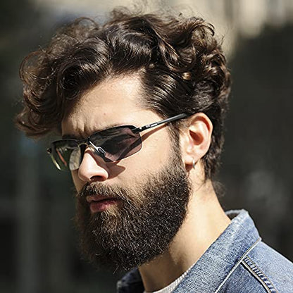 YIMI Polarized Photochromic Driving z87 Sunglasses For Men Women Day and Night safety glasses - color: Gun Frame