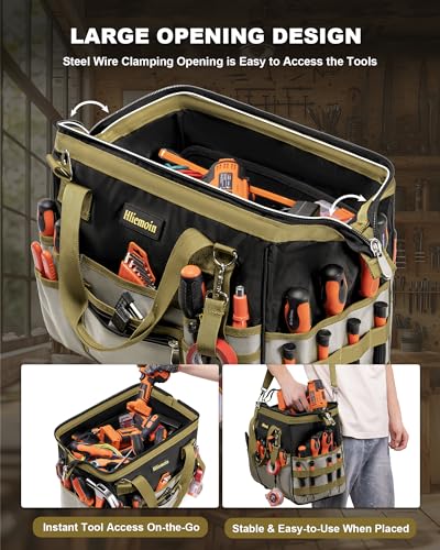 16.5-Inch Heavy Duty Tool Bags for Men, 32-Pocket Large Tool Organizer Storage, 1680D Oxford Tool Bag with Adjustable Shoulder Straps, Tool Storage Bag for HVAC, Electrician, Carpenter, Mechanic