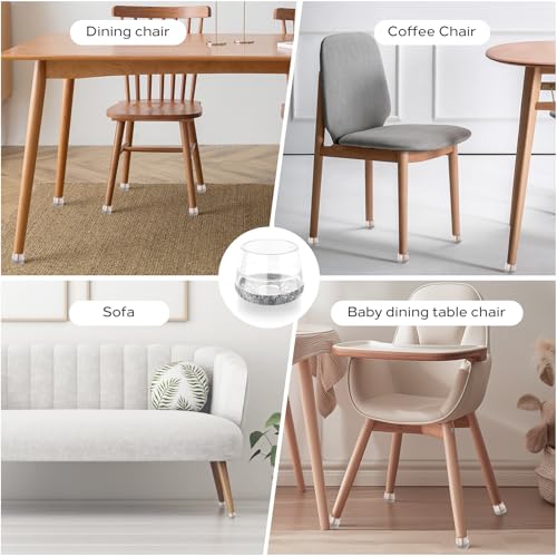 Meldel 24 PCS Silicone Chair Leg Floor Protectors Medium Fit (1"-1.2") Rubber Felt Furniture Pads Chair Legs Caps/Covers for Hardwood Floors, Tile from Scratches & Reduce Noise - Round, Grey - size: Medium(1"-1.2")