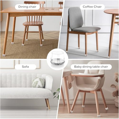 Meldel 24 PCS Silicone Chair Leg Floor Protectors Medium Fit (1"-1.2") Rubber Felt Furniture Pads Chair Legs Caps/Covers for Hardwood Floors, Tile from Scratches & Reduce Noise - Round, Grey - size: Medium(1"-1.2")