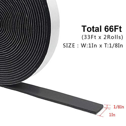 Weather Stripping Door Seal Strip for Doors and Windows, 1In x 1/8In x 33Ft x 2 Roll Foam Insulation Tape Self Adhesive,Sound Proof,Weatherstrip,Pipe Cooling, Air Conditioning Seal Strip - size: W:1In xT: 1/8In xL: 33Ft x 2 Roll