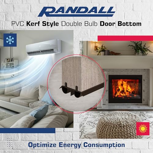 36" Kerf Slide-in Double Bulb Seal Weatherstrip Door Bottom – Durable Seal for Energy Efficiency & Draft Protection (Brown) - color: Brown