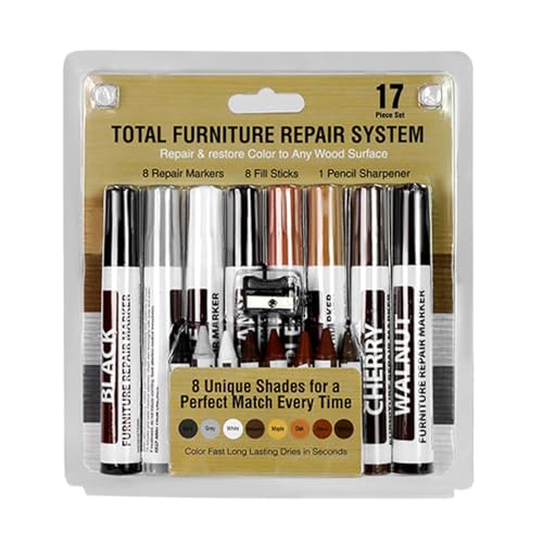 1 Set Wooden Furniture Scratch Repair Kit, Wood Filler with Touch-Up Marker Pen Crayon Sharpener 6/8/10 Colors Wood Floor Table Stain Removal Scratch Repair Cover-Up Paint Pen 8pcs - color: 8pcs