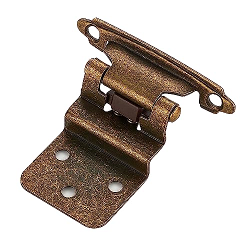 Ravinte 10 Packs 5 Pairs 3/8" Inset Antique Brass Cabinet Hinge,Self Closing Hinges for Kitchen/Bathroom/Furniture Cabinets & Doors,Decorative Cabinet Hardware Kitchen Cabinet Hinge with Door Bumper - color: Antique Brass