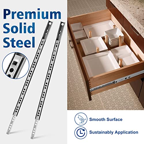 2pcs Ball Bearing Drawer Slides 13.5 Inch / 342mm, 2 Fold Metal Drawer Tracks, Two Way Slide Track Rail Glides with Mounting Screws - 0.67 Inch Wide - size: 13.5 Inch