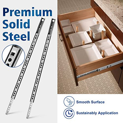 2pcs Ball Bearing Drawer Slides 13.5 Inch / 342mm, 2 Fold Metal Drawer Tracks, Two Way Slide Track Rail Glides with Mounting Screws - 0.67 Inch Wide - size: 13.5 Inch