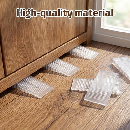 4 Pack Clear Rubber Door Stop, Wedge Thin Door Stoppers for Bottom of Doors Clear Non-Scratching DoorStops Sturdy Stackable Doors Stops for Home Office School (15mm/0.59in)