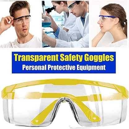 5 PACK Safety Glasses Goggles, Men Women Anti-fog Wide Vision Safety Goggles Eye Protection, Z87 UV 400 Blocking Eyewear Adjustable Temples Eye Shied for Lab,Yard work, Gardening, Lawn mowing - color: Black&yellow