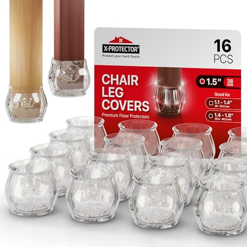 X-Protector Silicone Chair Leg Floor Protectors with Non-Slip Bottom - 16 PCS - Anti-Slip Chair Leg Covers - Non-Skid Furniture Leg Caps - Furniture Pads for 1.4-1.8" Round & 1.1-1.4" Square Legs! - size: 1.4" - 1.8"