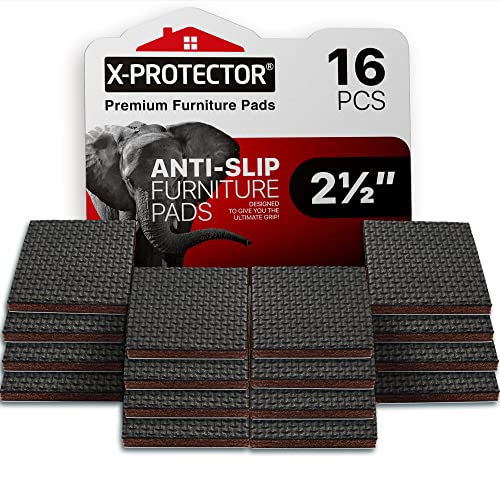 Non Slip Furniture Pads X-PROTECTOR – 16 PCS Furniture Grippers 2 1/2" - Ideal Self-Adhesive Rubber Feet for Furniture Feet – Non Skid Furniture Pads Floor Protectors – Keep Furniture in Place! - size: 16 Square 2.5"