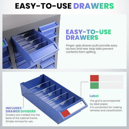 40 Drawers Industrial Nut and Bolt Organizer, Parts Cabinet with 200 Dividers & 80 Label Slots, ABS Drawers Multi-Use Bolt Bins Hardware Organizer System for Workshop, Warehouse and Office - style: 40 Drawers