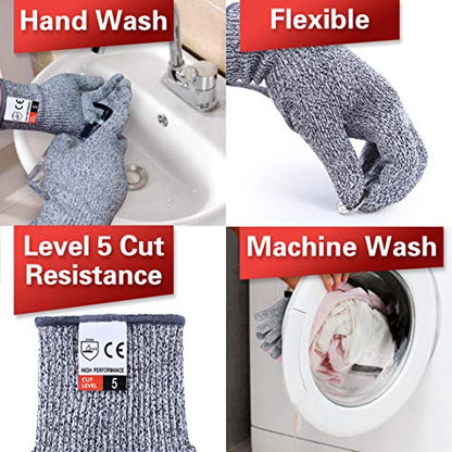 2PCS Cut Resistant Gloves, Cutting Gloves Level 5 Protection for Kitchen - size: X-Large, style: Anti-slip