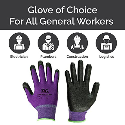 – NiTex P-200 Nylon Nitrile Gloves, Breathable Nitrile Foam Coated Utility Gloves for Insulated Grip, Purple, 3-Pair, Medium - color: Purple, size: 3 Pairs (Medium)
