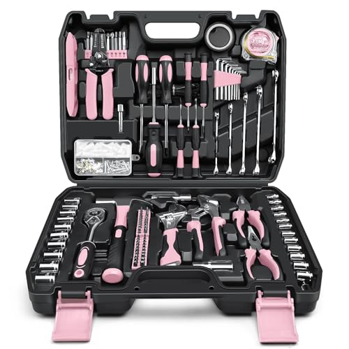Sundpey Home Tool Kit 281-PCs - General Basic Home Auto Repair Tool Kits - Complete Portable Hand Tool Sets for Women - Tool Box Set with Socket Wrench Set & Screwdriver Sets & Hex Key & Pliers - color: Pink