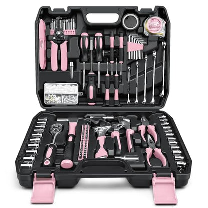 Sundpey Home Tool Kit 281-PCs - General Basic Home Auto Repair Tool Kits - Complete Portable Hand Tool Sets for Women - Tool Box Set with Socket Wrench Set & Screwdriver Sets & Hex Key & Pliers - color: Pink