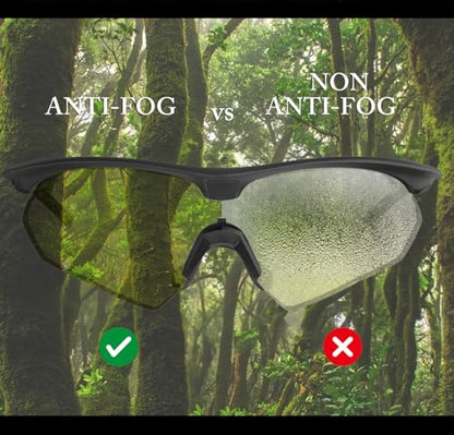 HTS HUNTERSKY S53 anti fog Tactical Shooting Range Safety Glasses Ballistic eye protection Hunting Airsoft Riding Pickleball - color: S53 Black-clear / Black-smoke